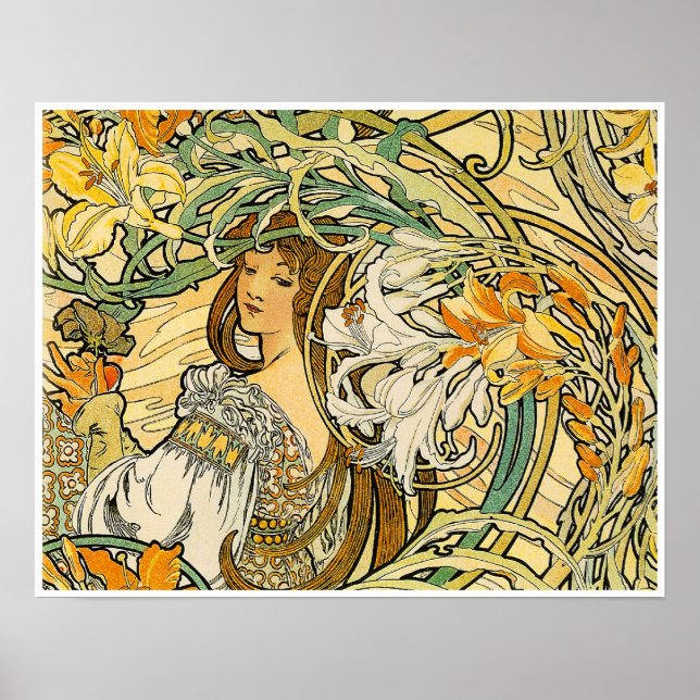 Poster Alphonse Mucha : Langue des Fleurs (Devant)