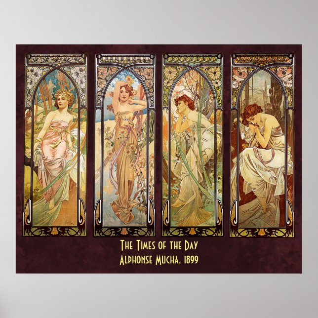 Poster Alphonse Mucha, Le Temps du Jour (Devant)