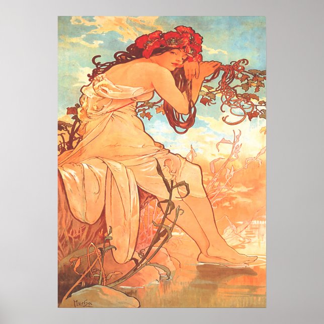 Poster Alphonse Mucha - L'Été - Les Saisons (Devant)