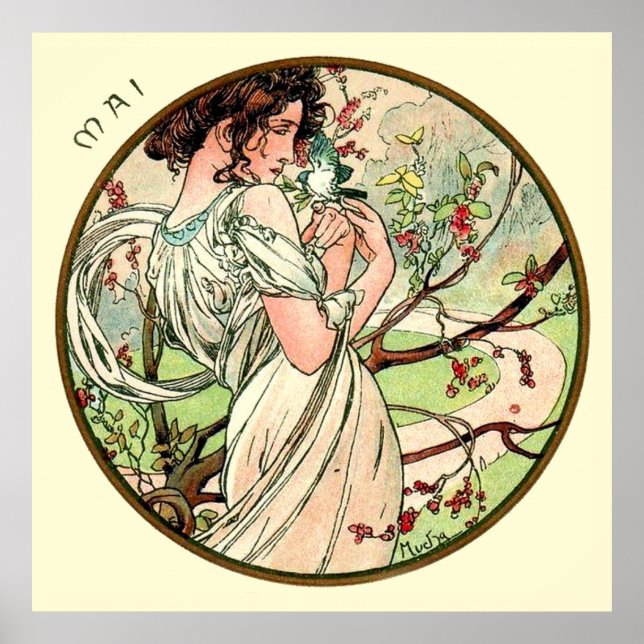 Poster Alphonse Mucha Mois De Mai (Devant)