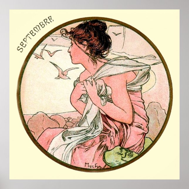 Poster Alphonse Mucha Mois De Septembre (Devant)