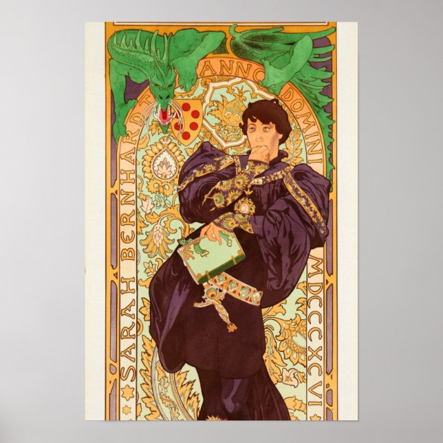 Poster Alphonse Mucha Prince et Dragon (Devant)