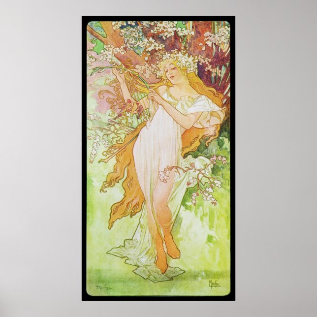 Poster Alphonse Mucha Printemps (Devant)