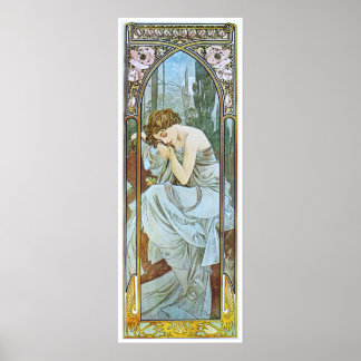 Poster Alphonse Mucha. Repos De La Nuit/Sciage Nocturne