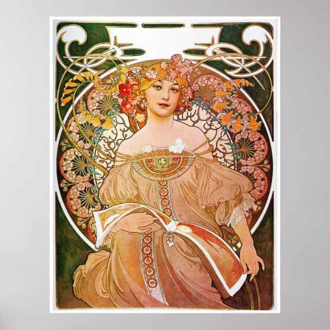 Poster Alphonse Mucha, Reverie/Daydream, 1896. (Devant)