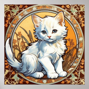 Poster Alphonse Mucha Style Chat