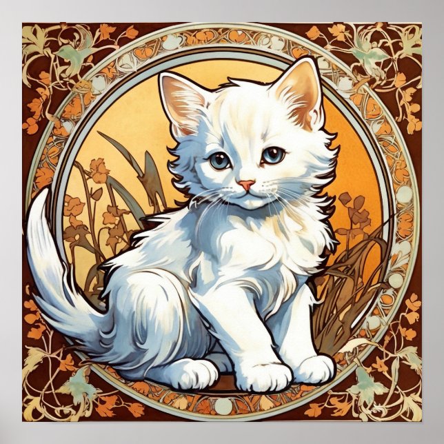 Poster Alphonse Mucha Style Chat (Devant)