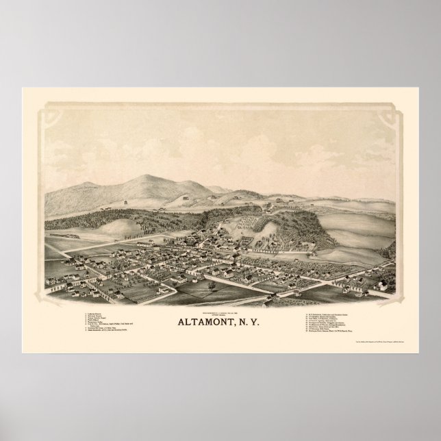 Poster Altamont, NY Carte panoramique - 1889 (Devant)