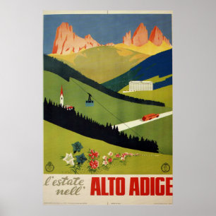 Poster Alto Adige (Tyrol du Sud) Italie Vintage voyage