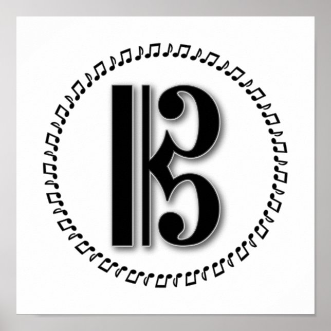 Poster Alto ou Tenor Clef Music Note Design C Clef (Devant)