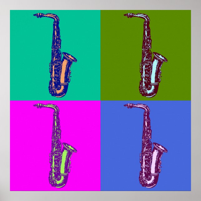 Poster Alto Saxophone Pop Art (Devant)