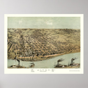 Poster Alton, IL Carte panoramique - 1867