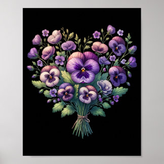 Poster Alzheimer Purple Pansy Floral Démence Alzheimer &#