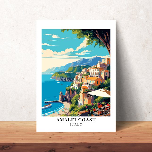 Poster Amalfi Coast Italie Voyage Retro (Amalfi Coast Italy Travel Retro Poster
)
