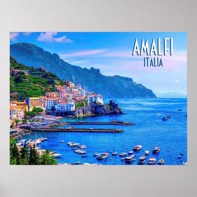Poster Amalfi Coast Italie Voyage Retro (Devant)