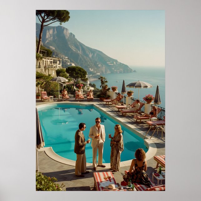 Poster Amalfi Coast Poolside Paradise – Mediterranean Sum (Devant)