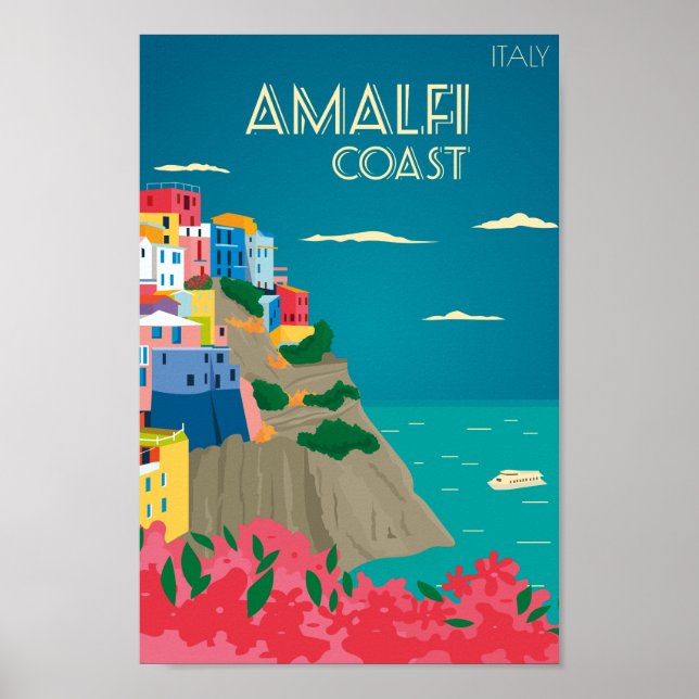 Poster Amalfi Italie célèbre Travel Place (Devant)