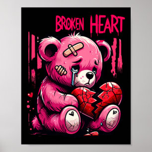 Poster Amant Perdant Goutte Douleur Cœur Brisé Ours Valen