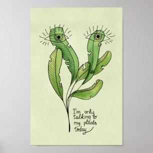 Poster Amant plante jeu de mots drôle introverti jardener