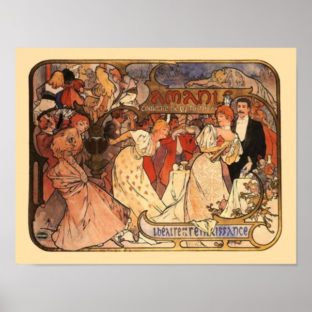 Poster Amants, Alphonse Mucha (Devant)
