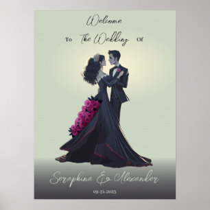 Poster Amants gothiques romantiques Élégant Mariage Bienv