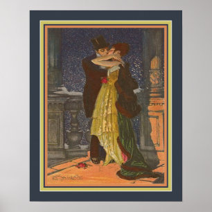Poster "Amants sur le balcon" par Achille Mauzan