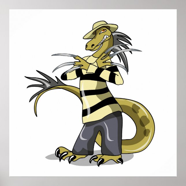 Poster Amargasaurus Pose Comme Freddy Krueger. (Devant)