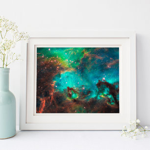 Poster Amas d'étoiles Aqua Green Celestial 10x8