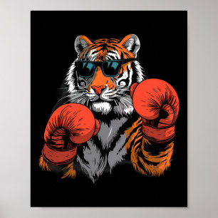 Poster Amateur de boxe de tigre Gants de boxe Kickboxing 