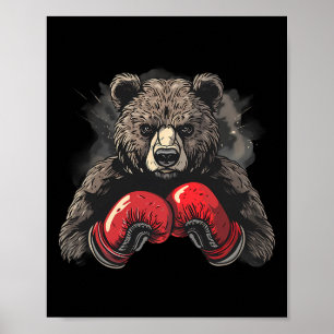 Poster Amateur de boxe ours gants de boxe kickboxing drôl