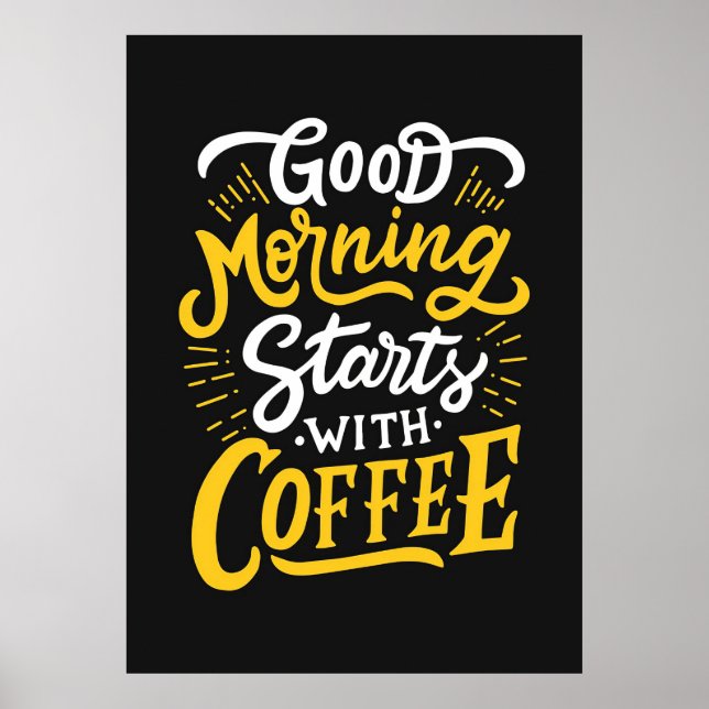 Poster Amateur De Café Good Morning Commence Avec Café (Devant)