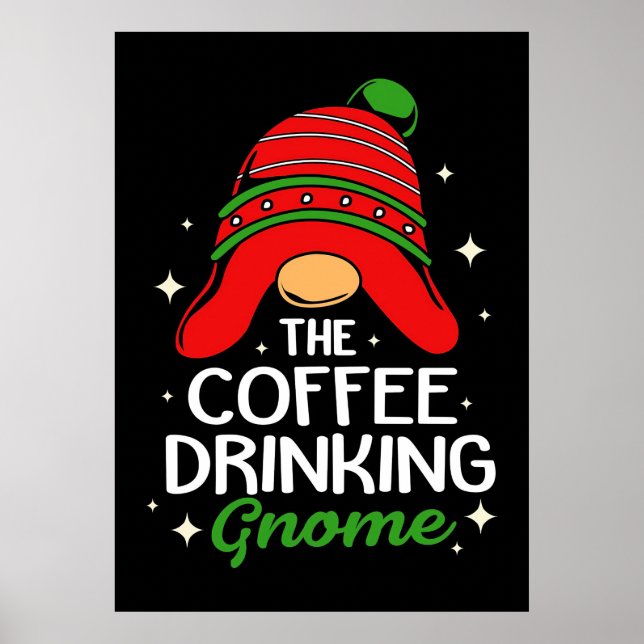 Poster Amateur de café Le gnome buveur de café (Devant)