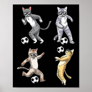 Poster Amateur de chat drôle jouant au footballeur caress