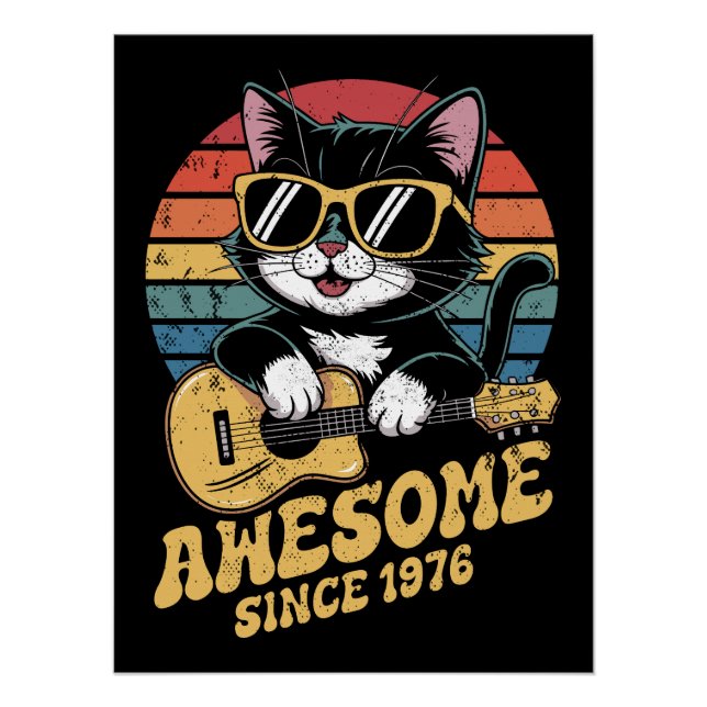 Poster Amateur de chats 1976 Anniversaire Rétro 50 ans Uk (Devant)