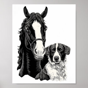 Poster Amateur De Chien Et De Cheval Équitation Équitatio