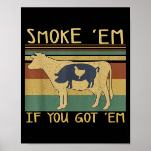 Poster Amateur de grillades drôles de viande fumeur amate