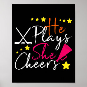 Poster Amateur de hockey Il joue Elle joue Cheerleader Fa