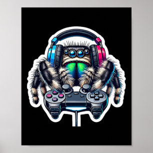 Poster Amateur de jeux vidéo de sauterelles araignée Joue