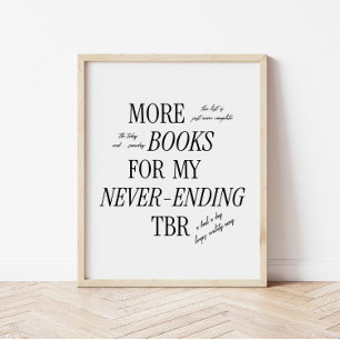 Poster Amateur de livres 'TBR sans fin' Minimal & Rétro