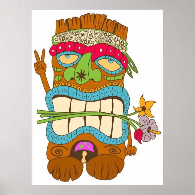 Poster Amateur de paix, Fou Floral Tiki Hippie (Devant)