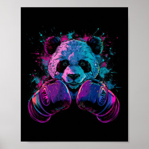 Poster Amateur de Panda Boxe Gants de Boxe Kickboxing Drô