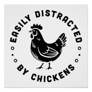 Poster Amateur de poulet amusant ferme de pays citations