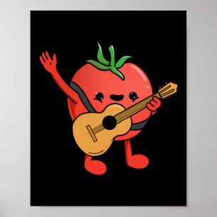 Poster Amateur de Tomate Jouant de la Guitare Tomate