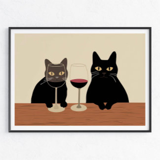 Poster Amateur de Vin Chat Noir