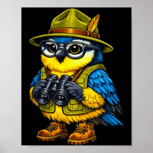 Poster Amateur d'oiseaux drôle Nerd en regardant l'amoure