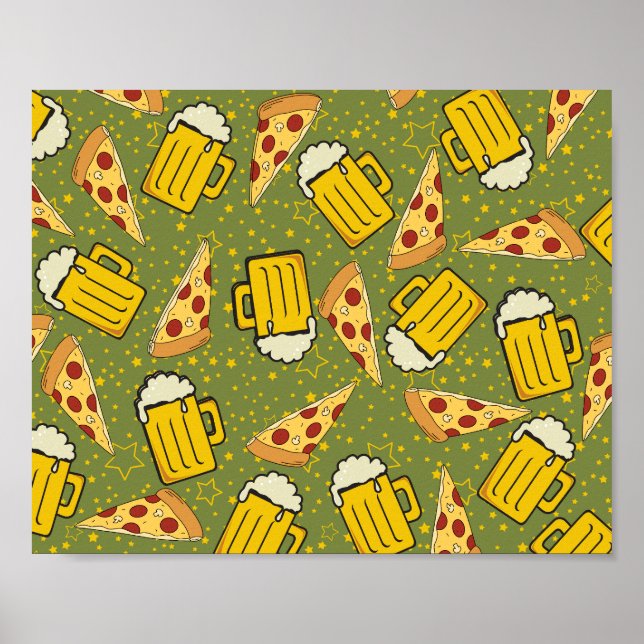 Poster Amateurs de bière et de pizza (Devant)