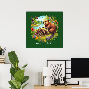 Poster Amateurs de castor mignons personnalisable
