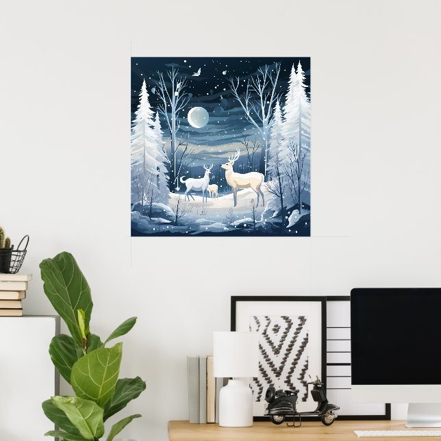 Poster Amateurs de cerfs d'hiver cool (Bureau à domicile)