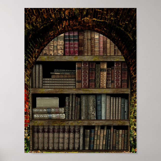 Poster Amateurs de livres de la bibliothèque Old Book (Devant)