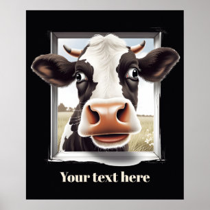 Poster Amateurs de vache mignonne personnalisable